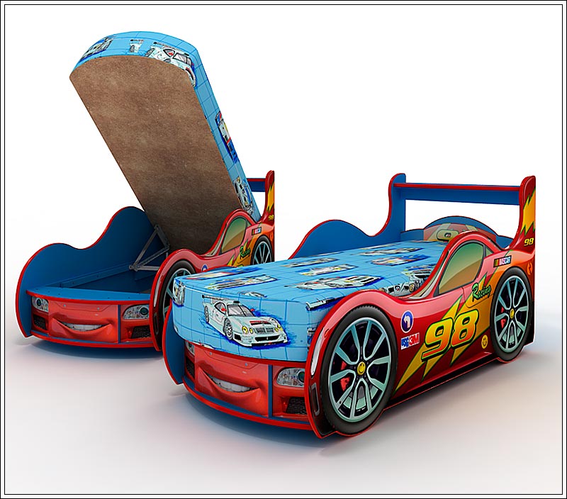 Кровать-машина Тачки с ящиком