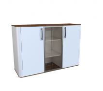 Комод Эвия 3-дв., фасад стекло проф. АЛ+ЛДСП