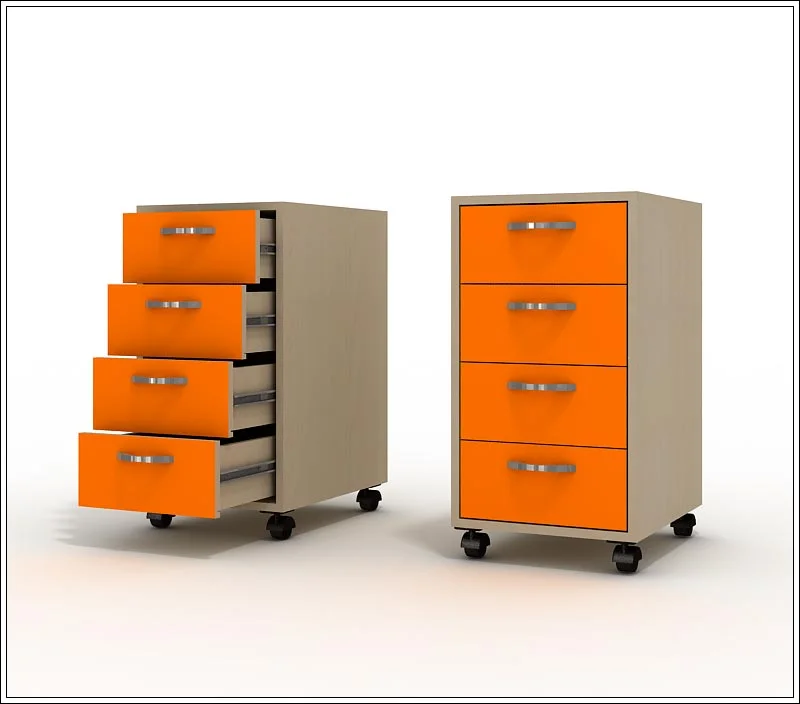 Тумба откатная Колибри, 4 ящика